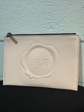 Viktor & Rolf Pale Pink Embossed Leather Zip Pouch